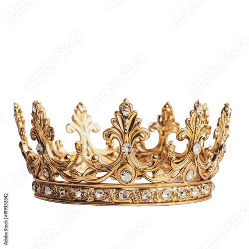 PNG Elegant golden crown with intricate details