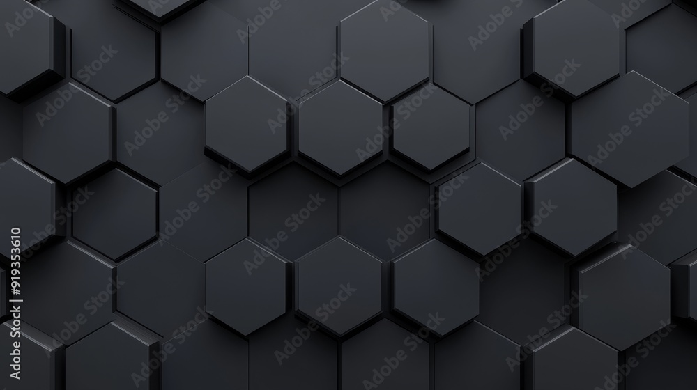 Charcoal and deep black hexagon pattern, glossy surface, sleek and modern look, abstract geometric design, versatile background for digital media Charcoal and deep black hexagon pattern, glossy surface, sleek and modern look, abstract geometric design, versatile background for digital media