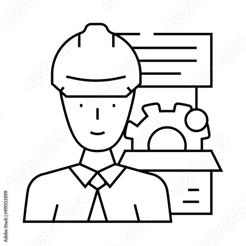 technical sales engineer worker line icon vector. technical sales engineer worker sign. isolated contour symbol black illustration