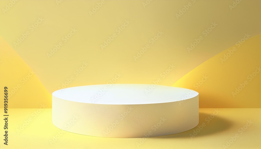 Beautiful Yellow minimal pedestal podium, for cosmetic product presentation, 3d rendering illustration. Beautiful Yellow minimal pedestal podium, for cosmetic product presentation, 3d rendering illustration.