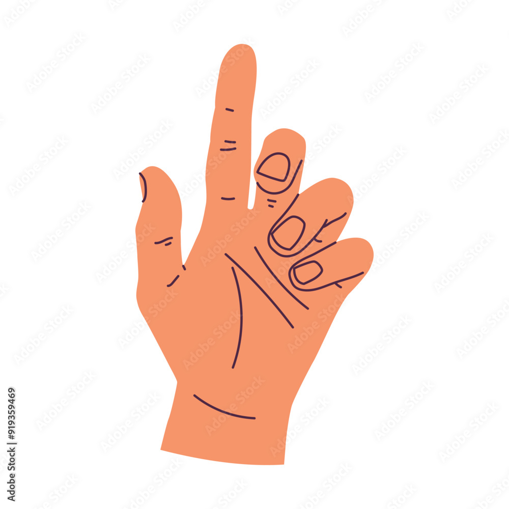 Obraz premium Male hand in motion vector cartoon illustration isolated on a white background.