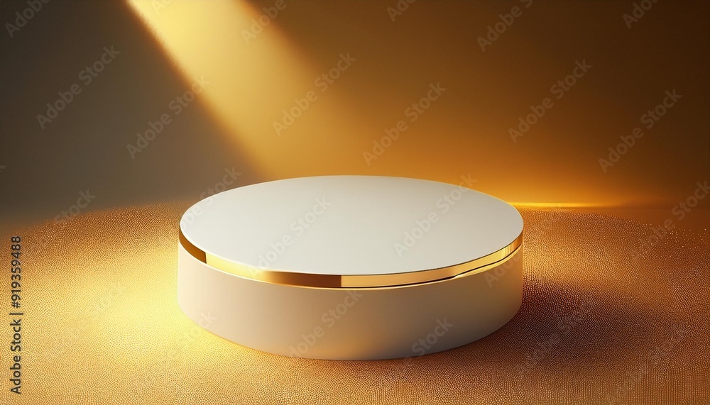 Beautiful golden minimal pedestal podium, for cosmetic product presentation, 3d rendering illustration. Beautiful golden minimal pedestal podium, for cosmetic product presentation, 3d rendering illustration.