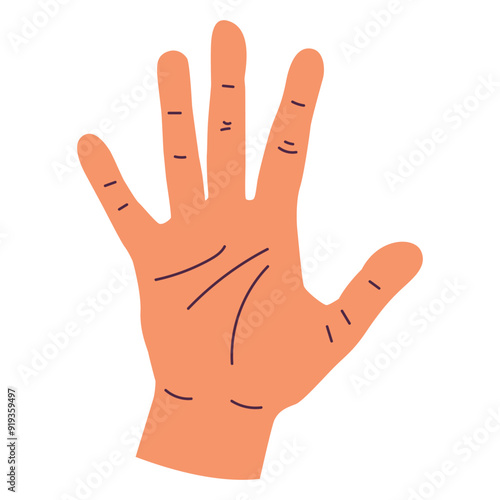 Simple male hand vector cartoon illustration isolated on a white background.