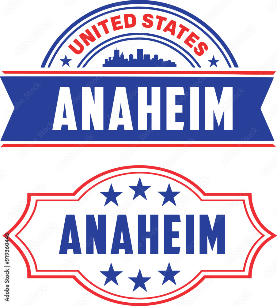 Anaheim California Vector Set Anaheim California Vector Set