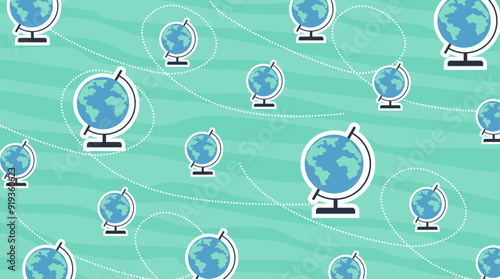 colorful background pattern with globes school
