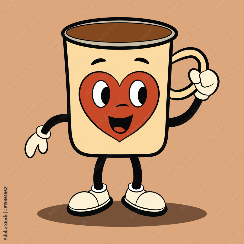 Inside the cup is a love heart-shaped cartoon illustration
Inside the cup is a love heart-shaped cartoon illustration
