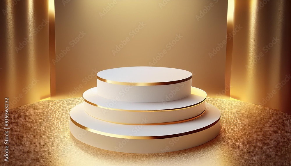 Beautiful gold minimal pedestal podium, for cosmetic product presentation and celebration, 3d rendering illustration. Beautiful gold minimal pedestal podium, for cosmetic product presentation and celebration, 3d rendering illustration.
