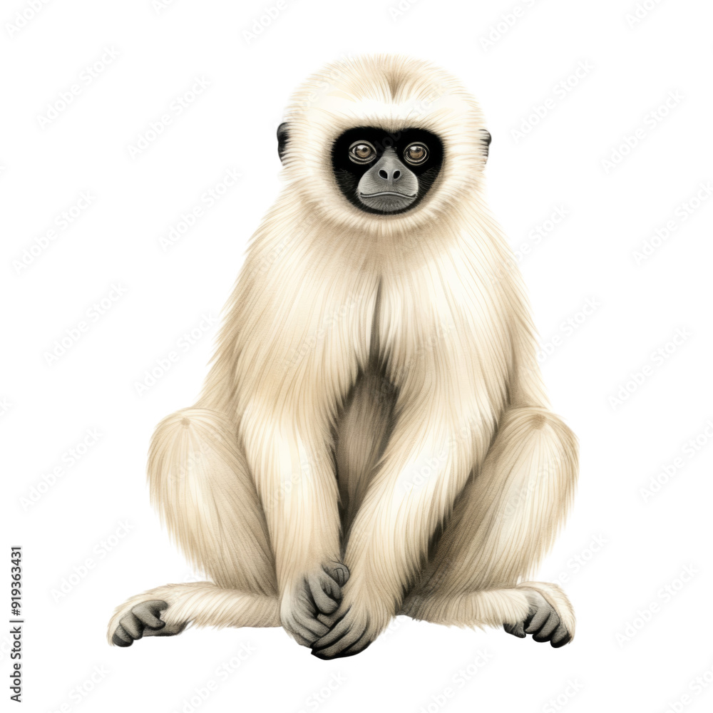 White Cheeked Gibbon Clipart Illustration White Cheeked Gibbon Clipart Illustration