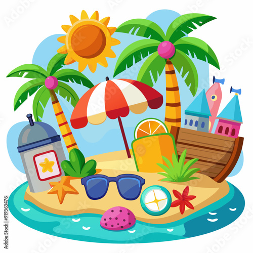 summer clip art vector white background 