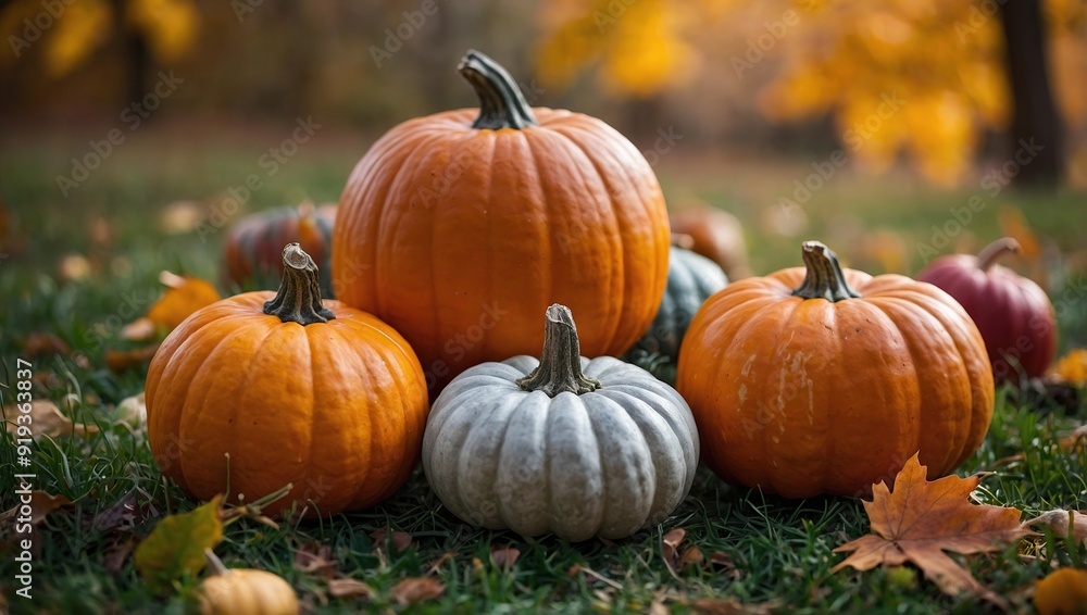 Autumn fall thanksgiving day composition with decorative pumpkins Autumn fall thanksgiving day composition with decorative pumpkins