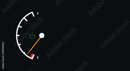 Battery percentage indicator, Hybrid vehicle fuel gauge, copy space for text