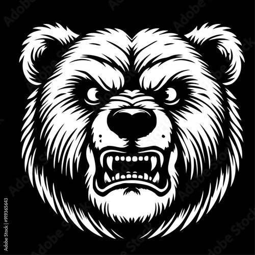 Vector Art of an Angry Bear Roaring