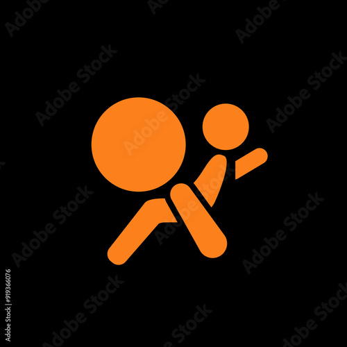 Airbag off warning light of car dashboard, air bag indicator on, vector