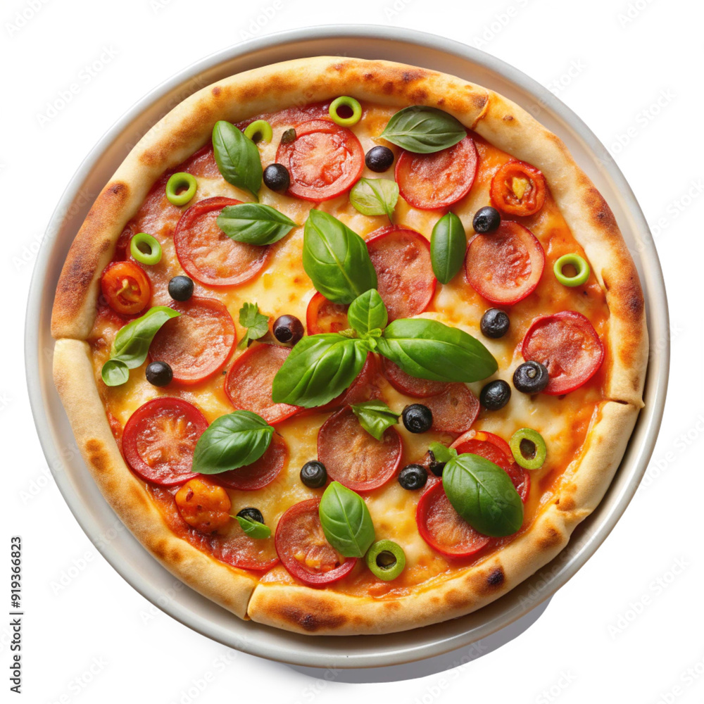 pizza in dish ,white background pizza in dish ,white background