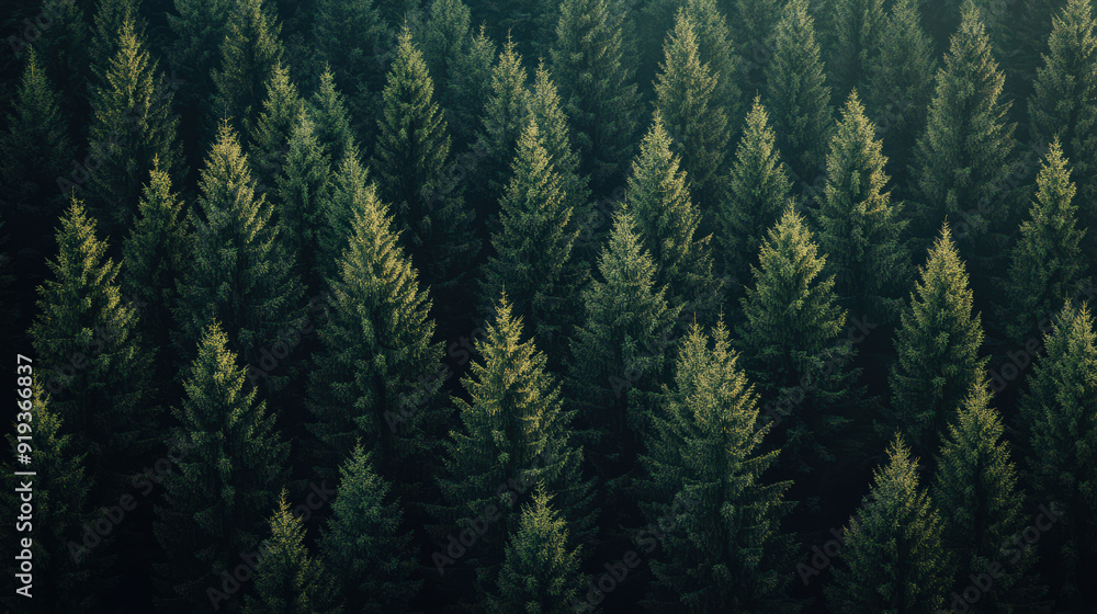 A forest of trees with a lot of green leaves