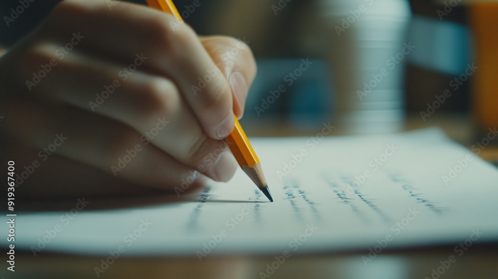 Focused student writing notes at desk, preparing for exam with determination and concentration. Professional workspace emphasizes importance of learning for success Focused student writing notes at desk, preparing for exam with determination and concentration. Professional workspace emphasizes importance of learning for success
