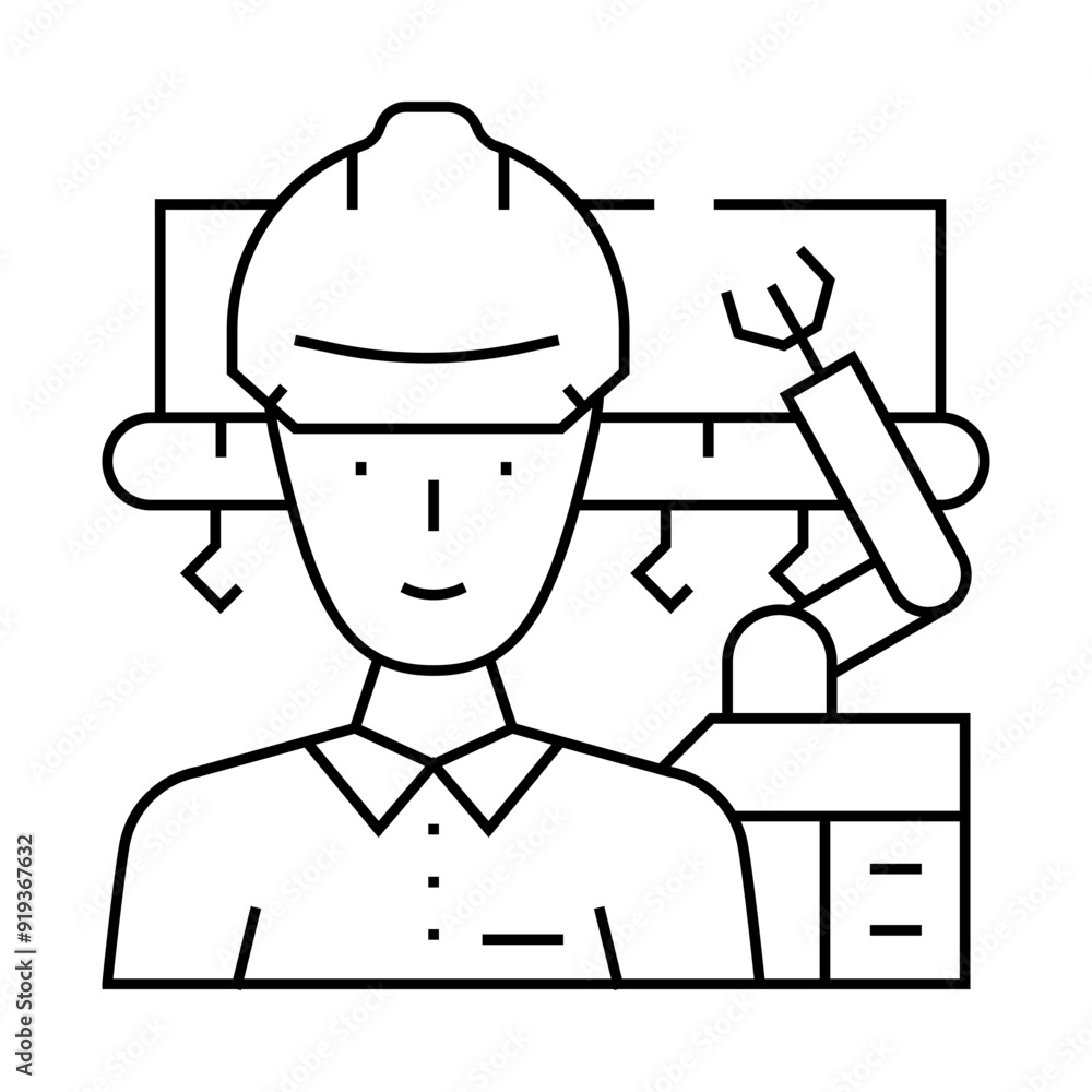 industrial engineer line icon vector. industrial engineer sign. isolated contour symbol black illustration industrial engineer line icon vector. industrial engineer sign. isolated contour symbol black illustration