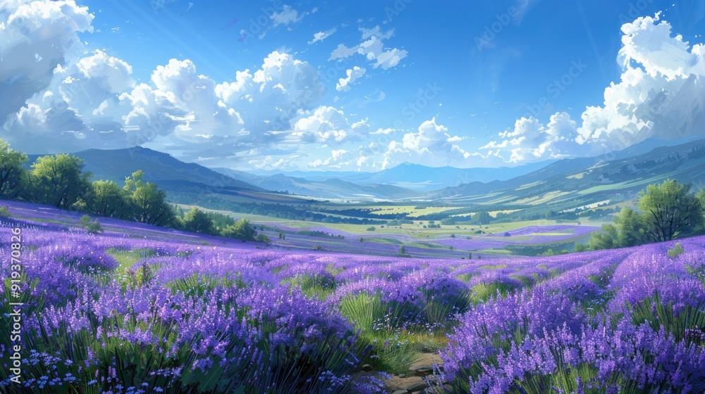 Lavender Fields in a Sunny Valley Lavender Fields in a Sunny Valley
