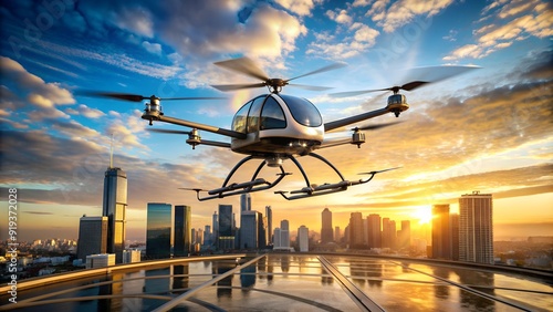Develop a marketing strategy for drone air taxi services, highlighting clear sky benefits , remove text