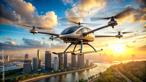 Design a system for minimizing the environmental impact of drone air taxi operations under clear skies.