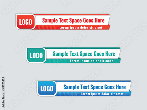 Colorful lower thirds set template vector, Set of TV banners and bars for news and sport channels.
