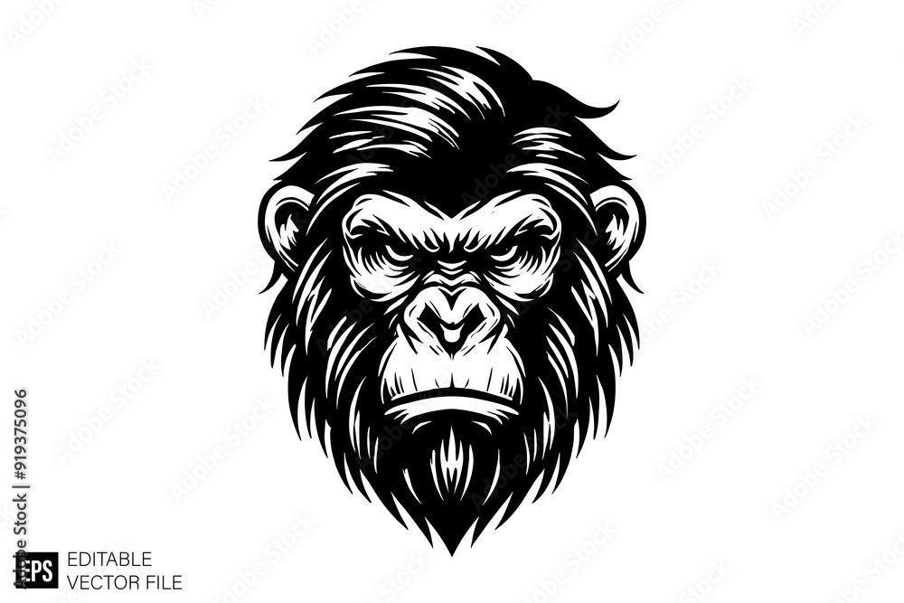 ape head vector graphic design black and white clip art silhouette ape head vector graphic design black and white clip art silhouette