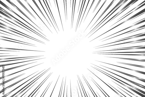Comic manga with radial speed lines effect on transparent background. perspective stripes with motion effector superhero action, explosion background. 