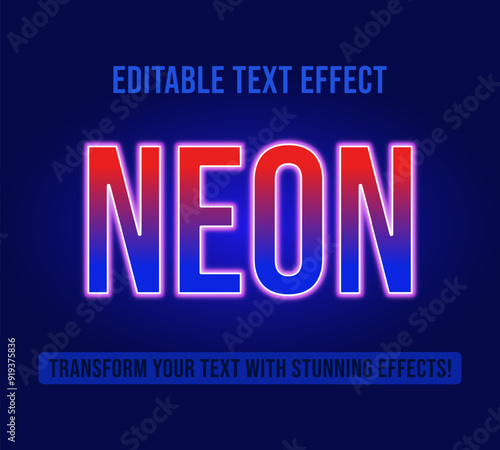 Editable text effects with glowing red blue neon theme, Customizable and Ready to Use.
