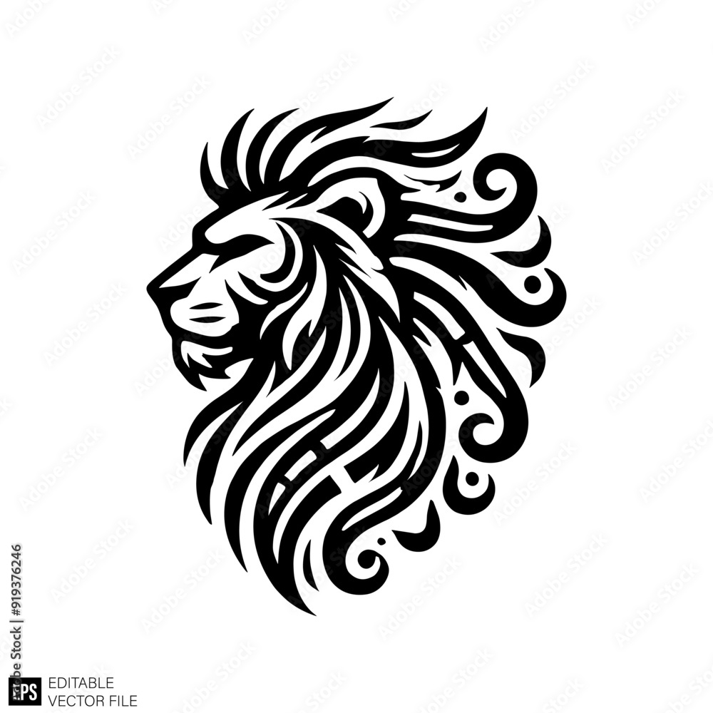 tribal lion tattoo vector graphic design black and white clip art silhouette tribal lion tattoo vector graphic design black and white clip art silhouette
