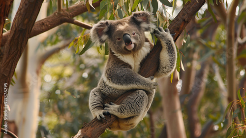 Low angle view of koala on tree,Magnetic Island,West Point,Queensland,Australia ai generative..