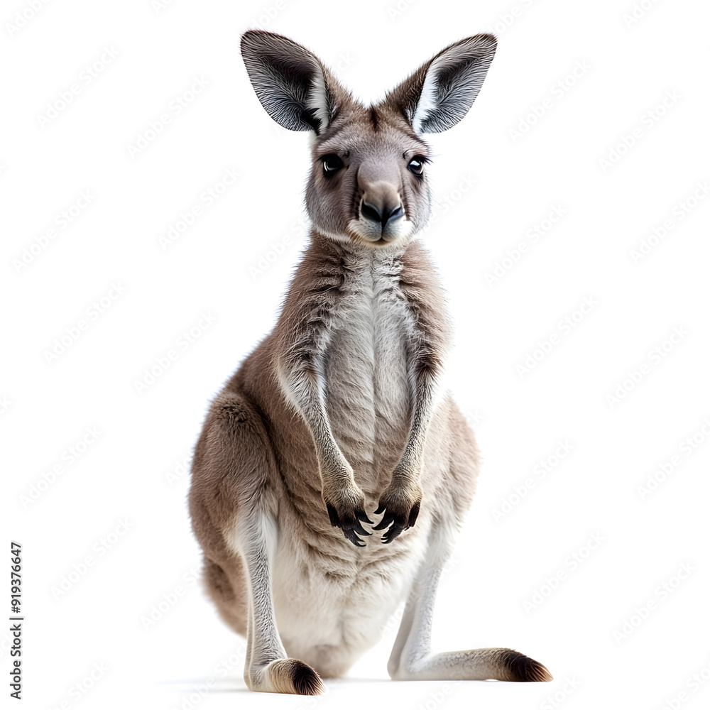 Front view of kangaroo isolated on white background Front view of kangaroo isolated on white background