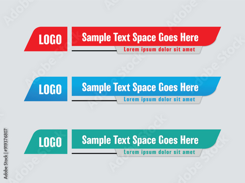 PrintStylish Gradient geometric lower third banner template design .