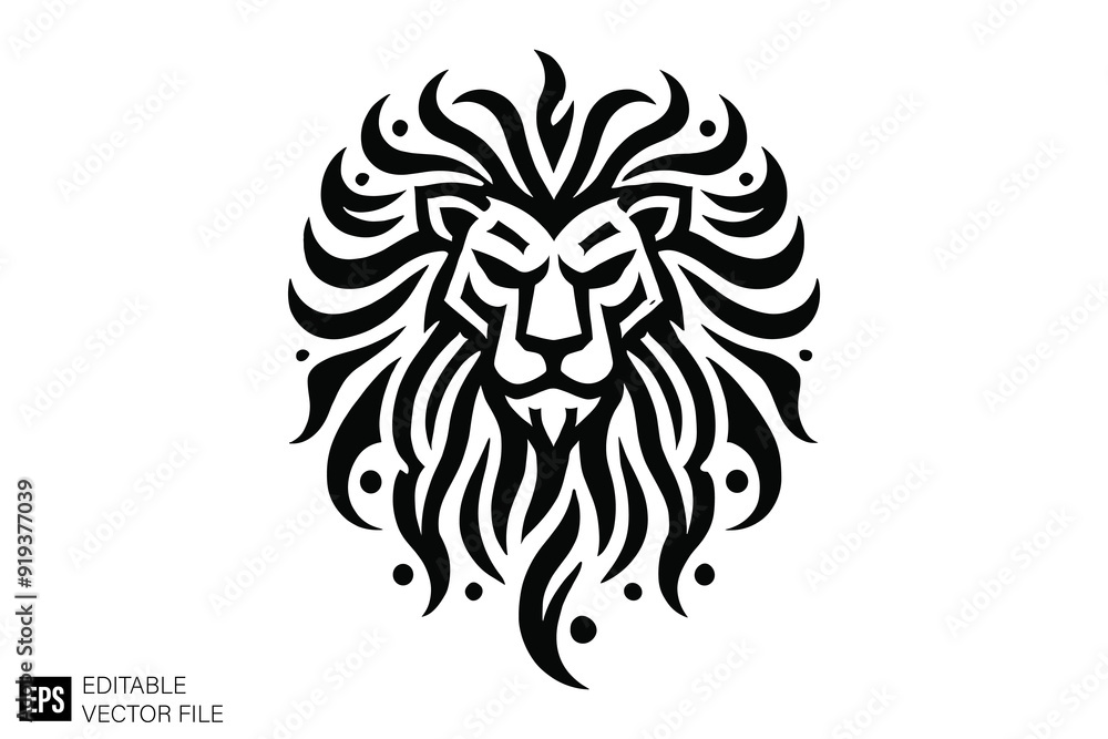Fototapeta premium tribal lion tattoo vector graphic design black and white clip art silhouette