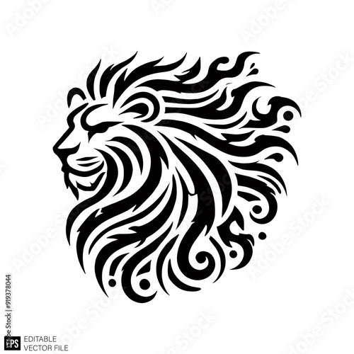 Wallpaper Mural tribal lion tattoo vector graphic design black and white clip art silhouette Torontodigital.ca