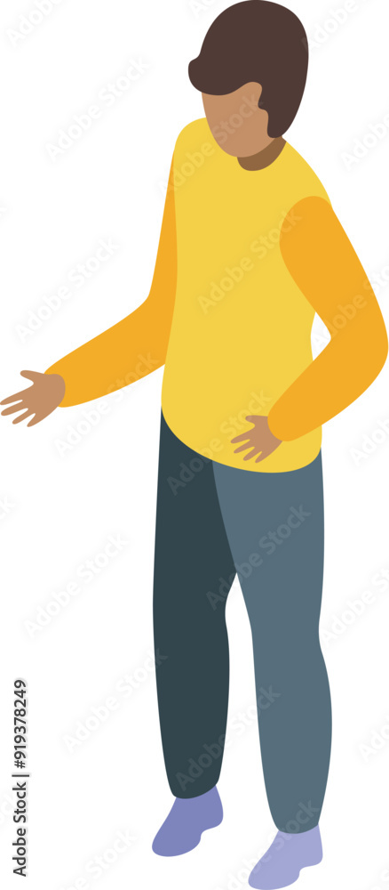 Young man is standing and gesturing with his hand as if explaining something Young man is standing and gesturing with his hand as if explaining something