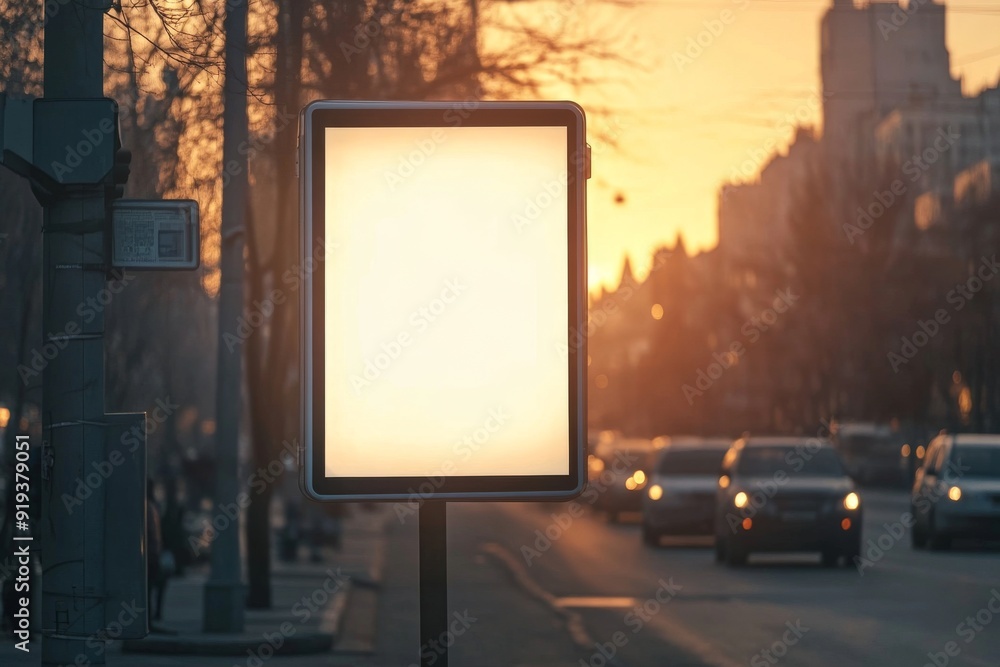 A blank billboard is displayed on the tour bus car. Adverts can be displayed there A blank billboard is displayed on the tour bus car. Adverts can be displayed there