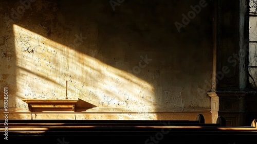 Wallpaper Mural Eerie Atmosphere of an Abandoned Church - Broken Pews, Cobwebs, and Flickering Candlelight Torontodigital.ca