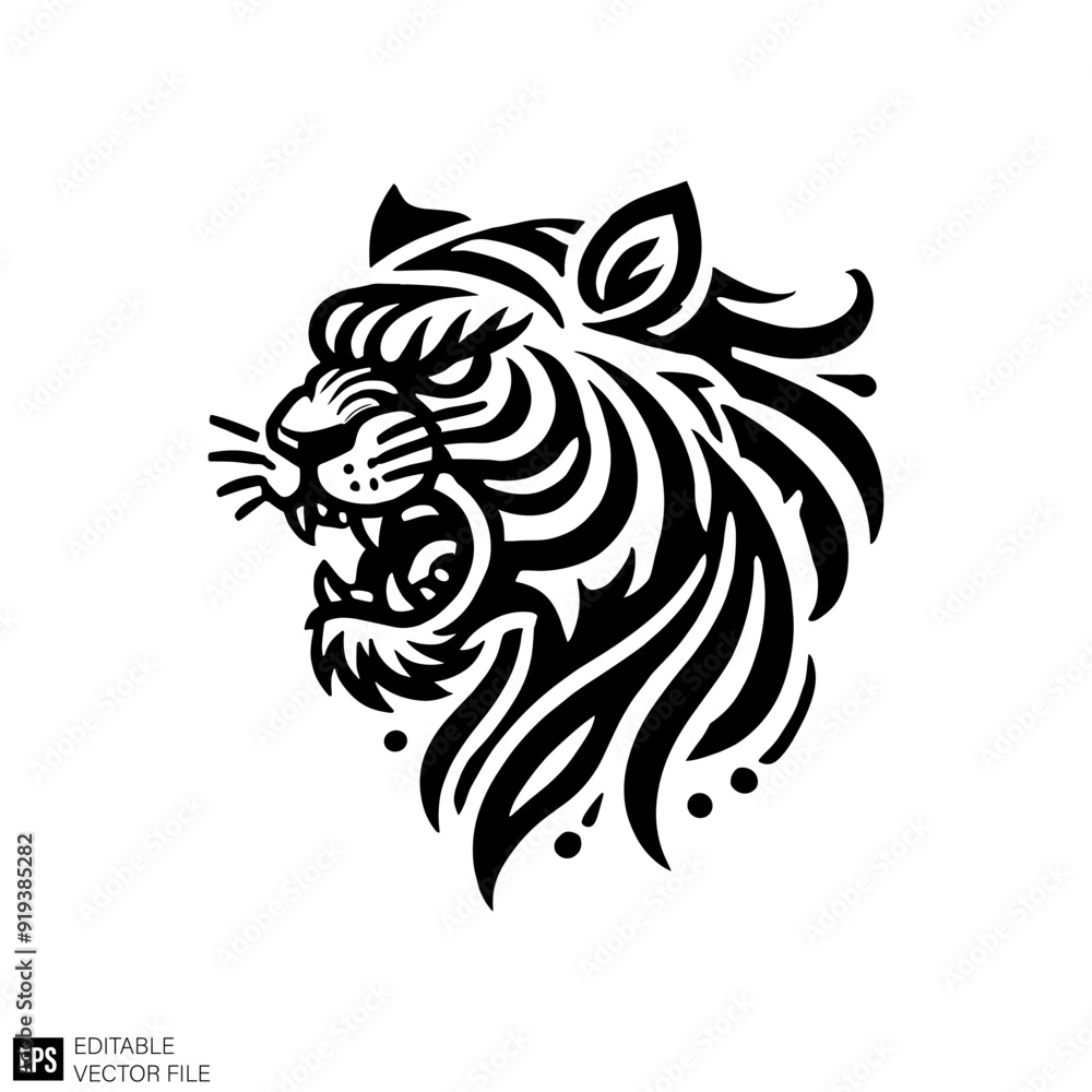 tribal tiger tattoo head Clip Art Black and White Illustrations Graphic Design Elements Vector Silhouette tribal tiger tattoo head Clip Art Black and White Illustrations Graphic Design Elements Vector Silhouette
