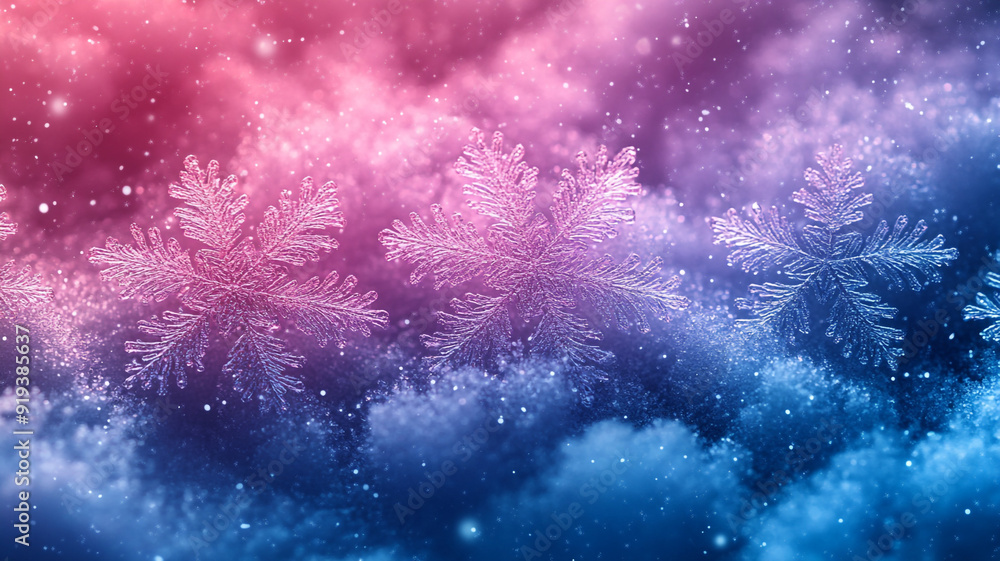 Christmas background. Candles, balloons, boxes, frost.