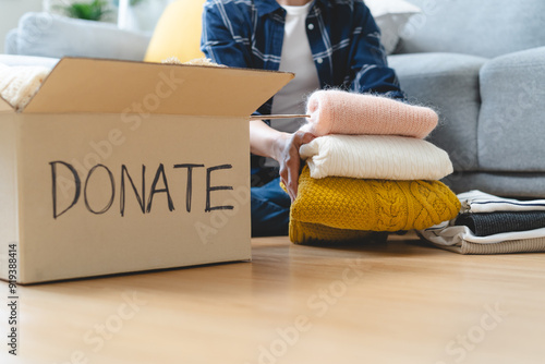 Canvas Print Close up Boxes of stuff preparing to donate to charity