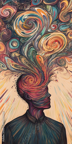 Anxiety shown through a swirling, chaotic pattern