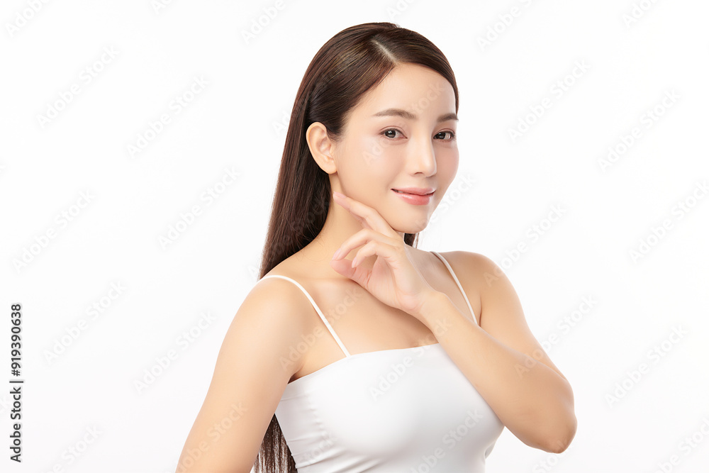 Beautiful young asian woman with clean fresh skin on white background, Face care, Facial treatment, Cosmetology, beauty and spa, Asian women portrait. Beautiful young asian woman with clean fresh skin on white background, Face care, Facial treatment, Cosmetology, beauty and spa, Asian women portrait.