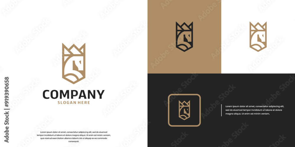 horse shield with crown , glory , logo design vector. horse shield with crown , glory , logo design vector.