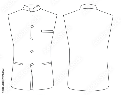 Men Solid Nehru jacket  Maroon Sleeve koti  illustration template design