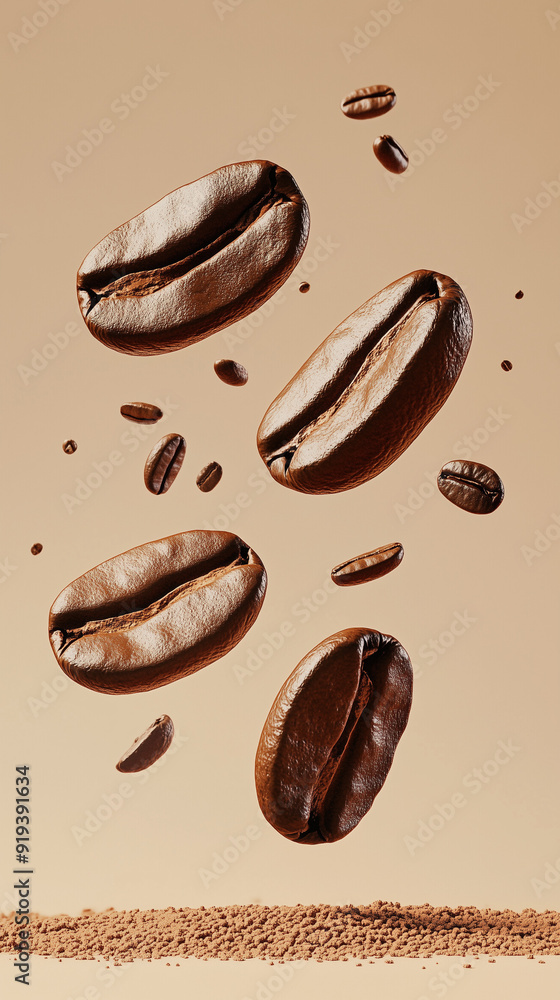 Fototapeta premium Chicchi di caffè che cadono.