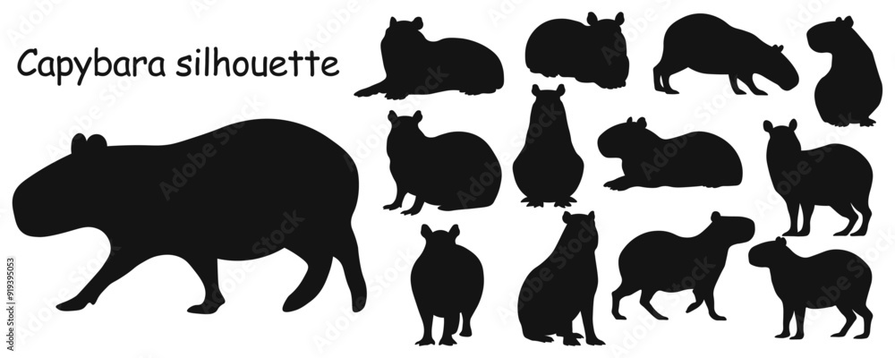 Сapybara silhouette set. Vector illustration Сapybara silhouette set. Vector illustration