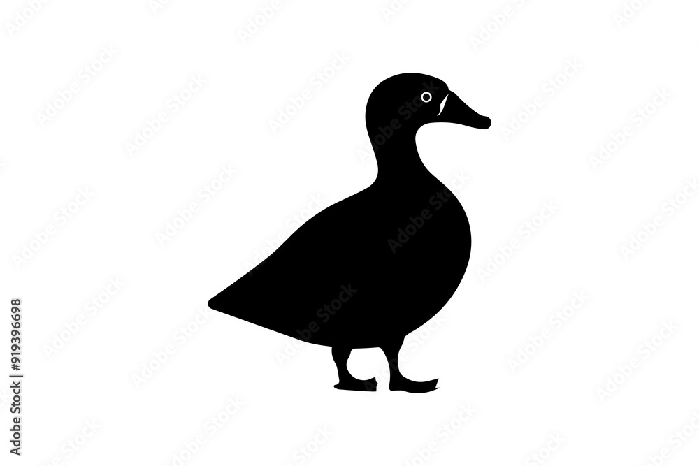 Duck silhouette drawing outline vector icon