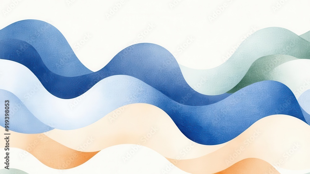 Abstract watercolor waves in blue, green, and beige tones. Abstract watercolor waves in blue, green, and beige tones.