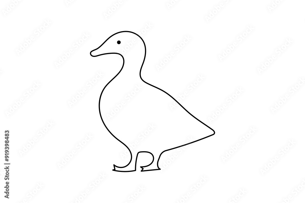 Duck one line art drawing outline vector art Duck one line art drawing outline vector art