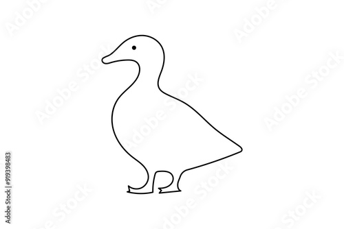 Duck one line art drawing outline vector art